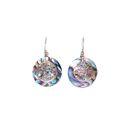 Shell & Silver Earrings - Flowers - Abalone