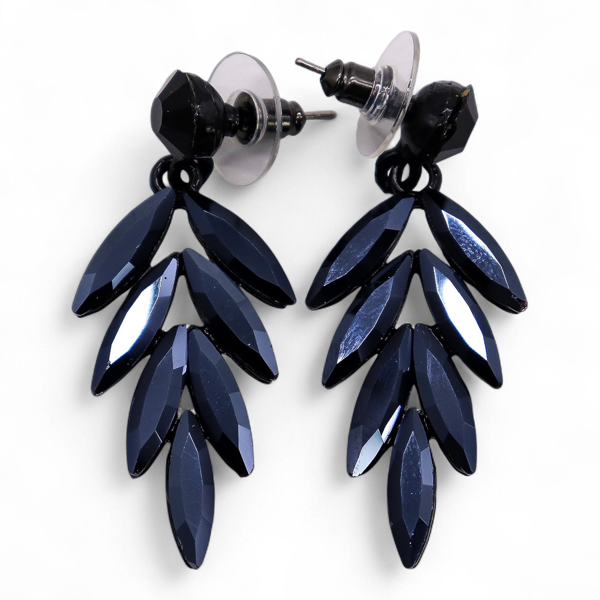 Jet Black - Vintage Glass - Long Drop - Earrings - Image 6