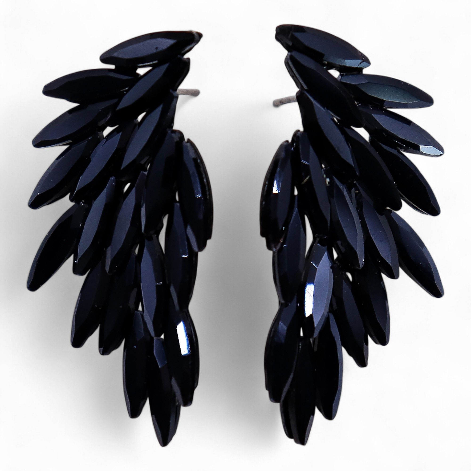 Jet Black - Vintage Glass - Angel Wings - Earrings - Image 5