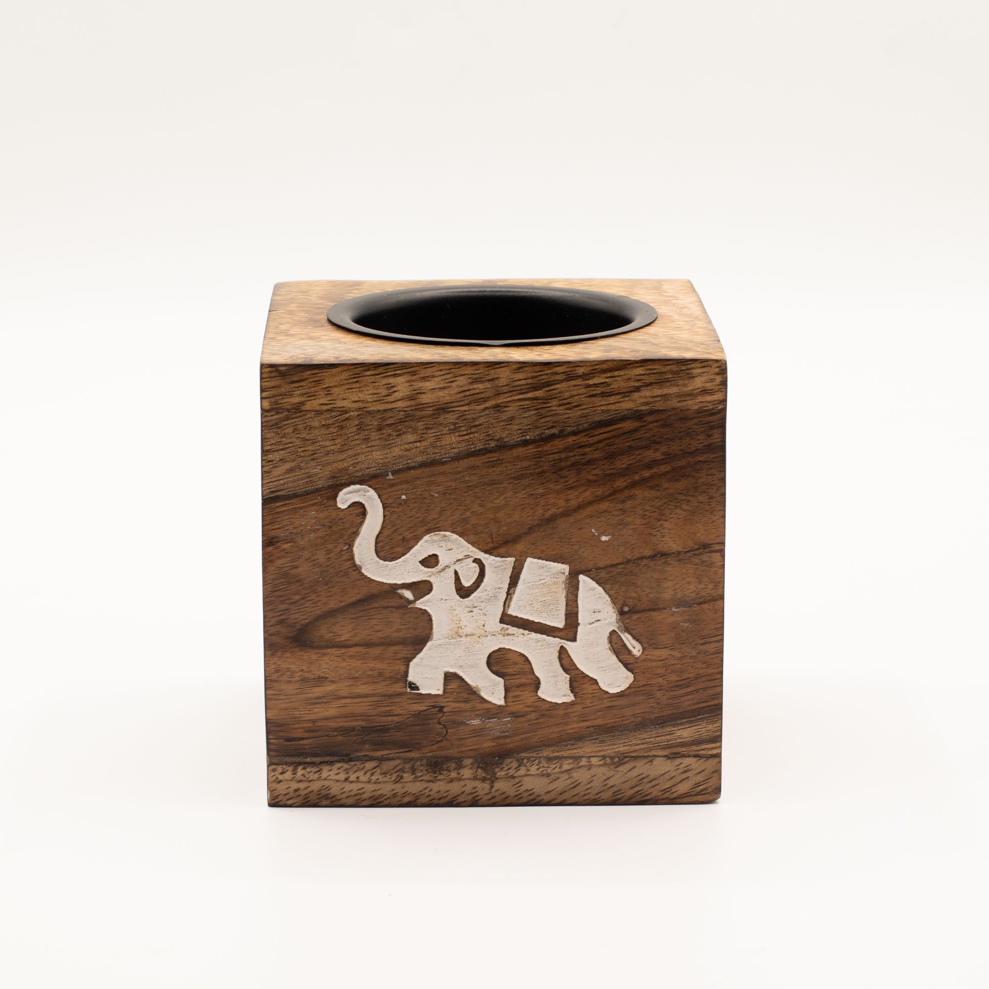 Square Mango Wood Oil Burner - Elephant - Image 2
