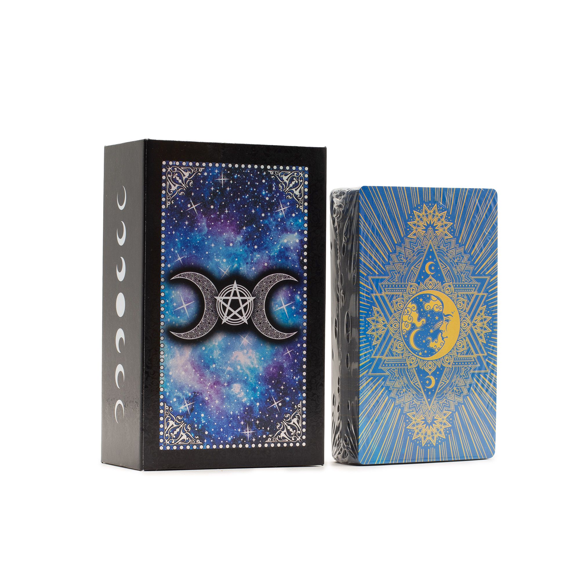 Blue Foil Tarot Card Set - Moon Face - with booklet - Image 4