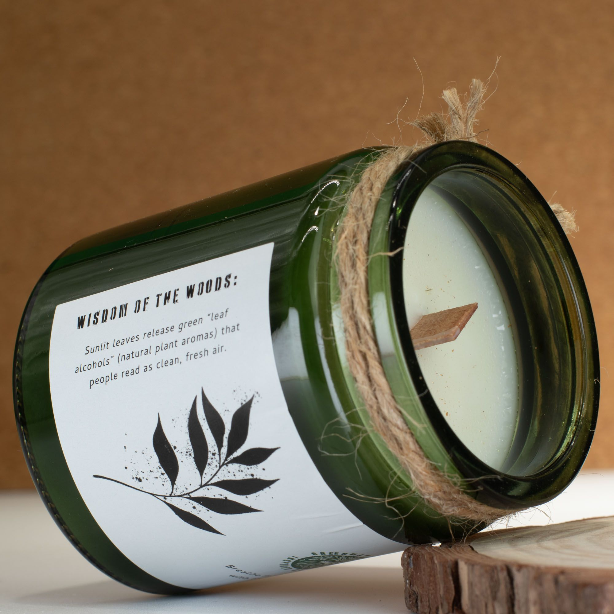 Greenman Woodwick Soy Candle - Leaves and Linen - Image 3