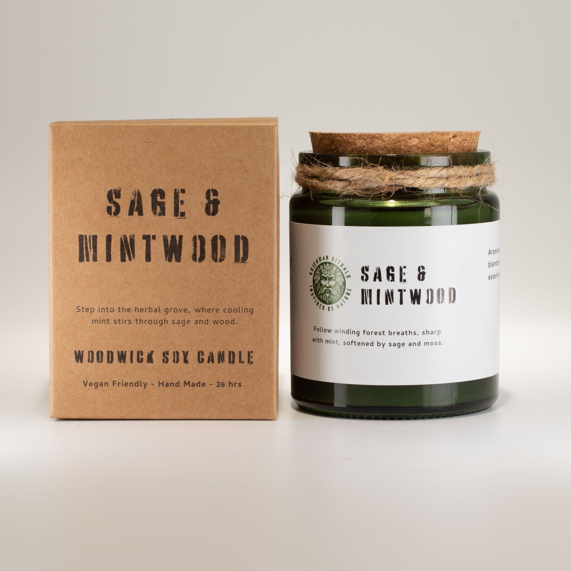 Greenman Woodwick Soy Candle - Sage & Mintwood - Image 2