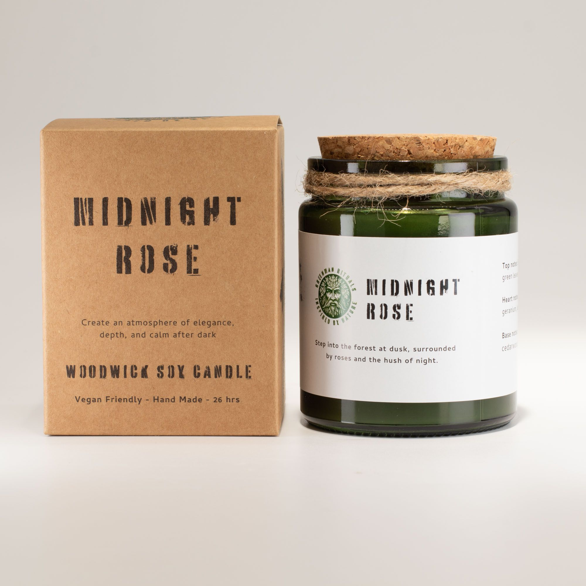 Greenman Woodwick Soy Candle - Midnight Rose - Image 2