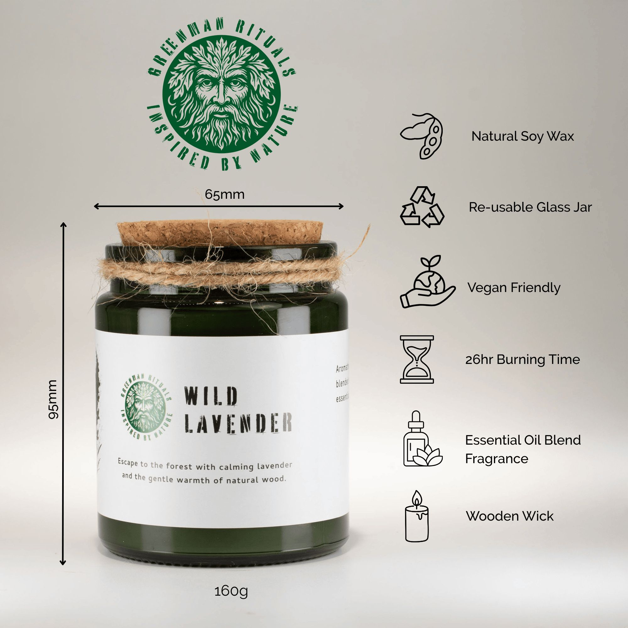 Greenman Woodwick Soy Candle - Midnight Rose - Image 5