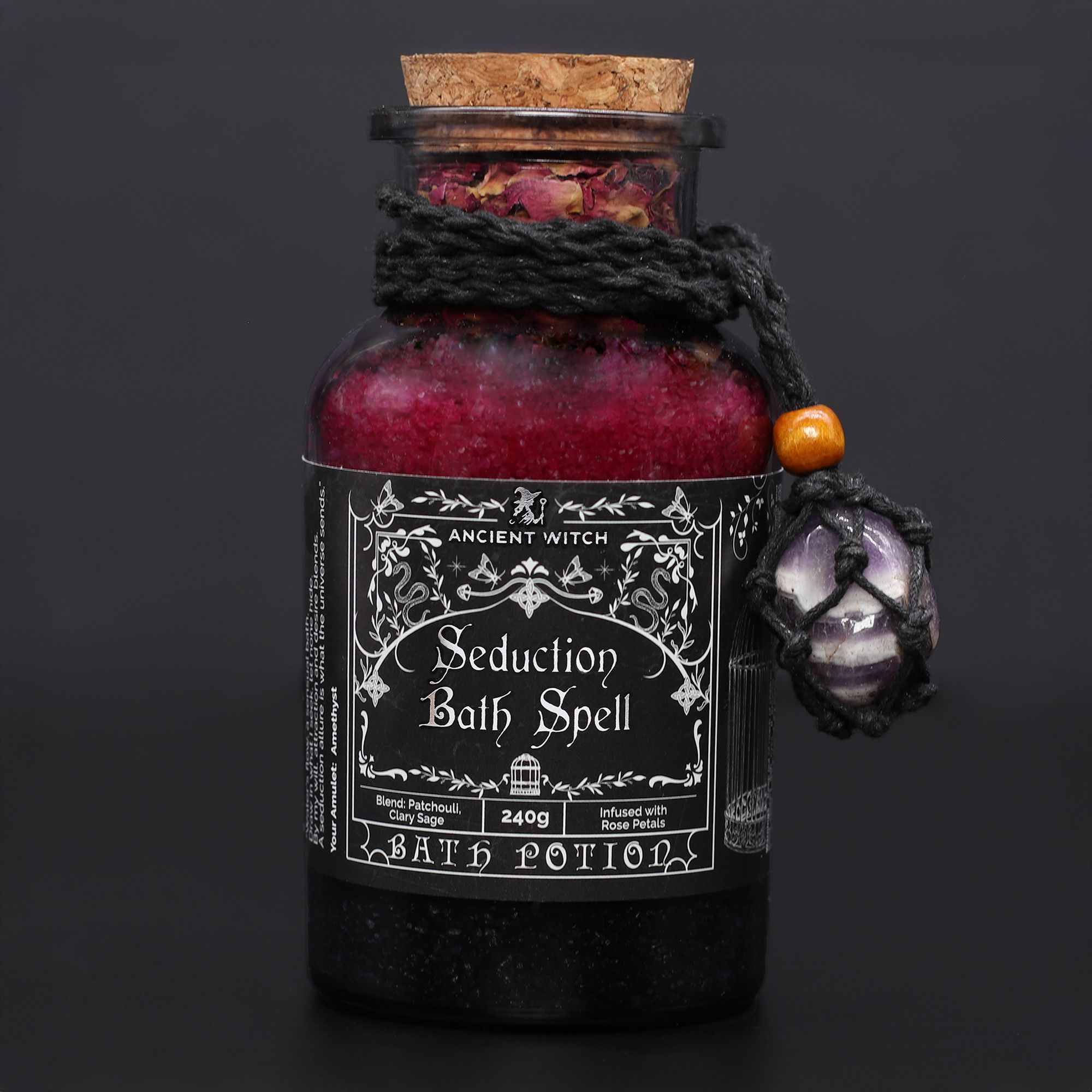 Ancient Witch Bath Spell Potion & Amethyst Crystal Amulet - Seduction - Image 4